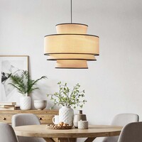 Taklampa Zohra i Japandi-stil med naturlig skärm
