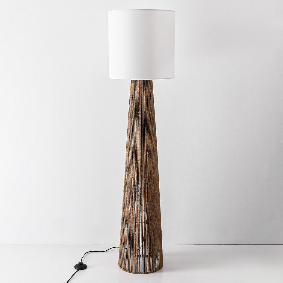 Golvlampa Papira med vit skärm