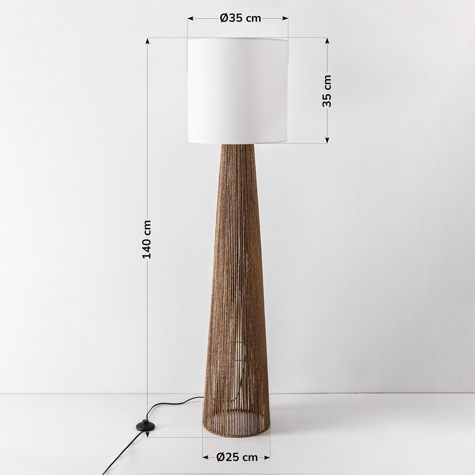 Golvlampa Papira med vit skärm