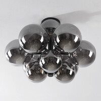 Taklampa Decora med tolv lampor - rökglas