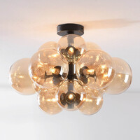 Taklampa Decora med tolv lampor - amberfärgat glas