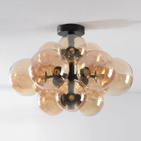 Taklampa Decora med tolv lampor - amberfärgat glas