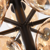Taklampa Decora med tolv lampor - amberfärgat glas