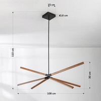 Design taklampa Stellar med integrerade 3-stegs dimbara LED - trälook