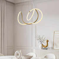 Designad pendellampa Lunara med integrerad 3-stegs dimbar LED - guld