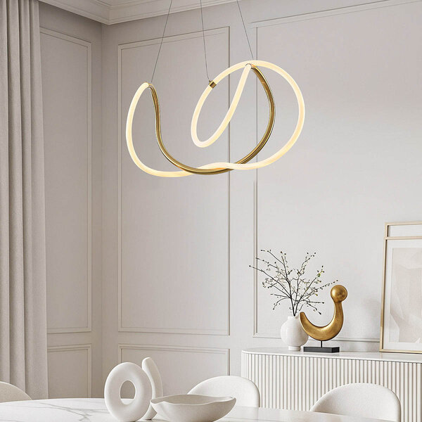 Design taklampa Lunara med integrerade 3-stegs dimbara LED-lampor - guld