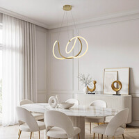 Designad pendellampa Lunara med integrerad 3-stegs dimbar LED - guld