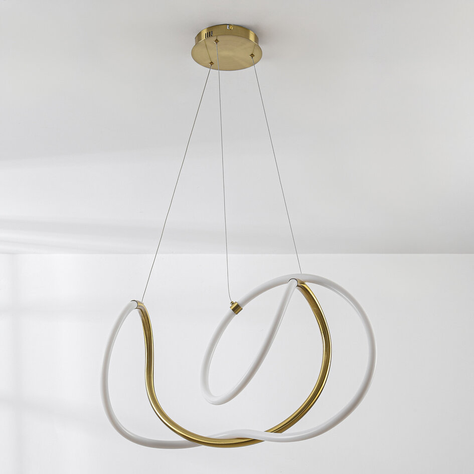 Designad pendellampa Lunara med integrerad 3-stegs dimbar LED - guld