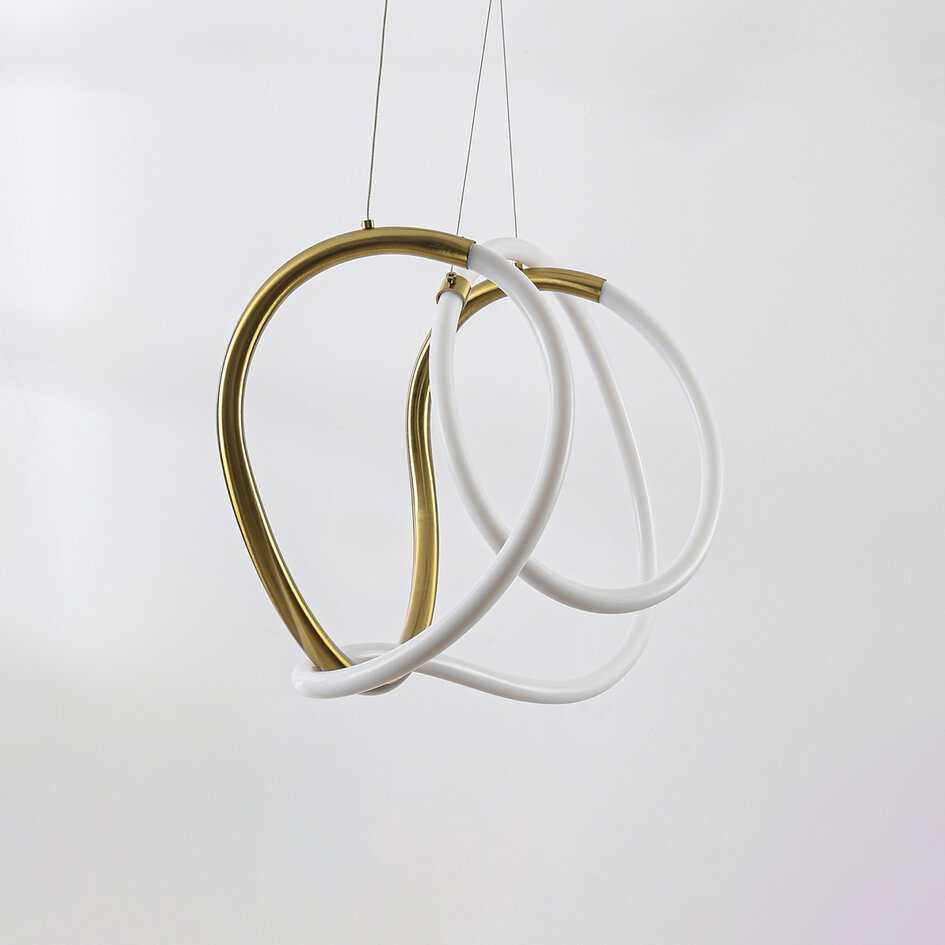 Designad pendellampa Lunara med integrerad 3-stegs dimbar LED - guld