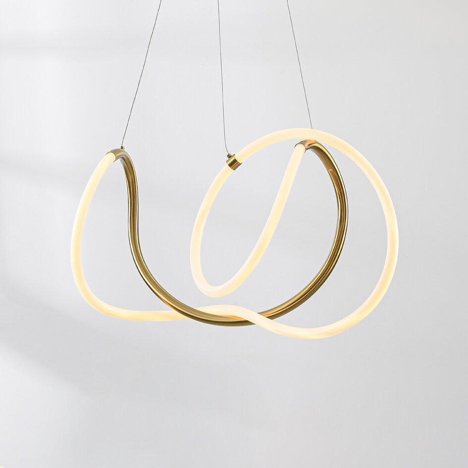 Designad pendellampa Lunara med integrerad 3-stegs dimbar LED - guld