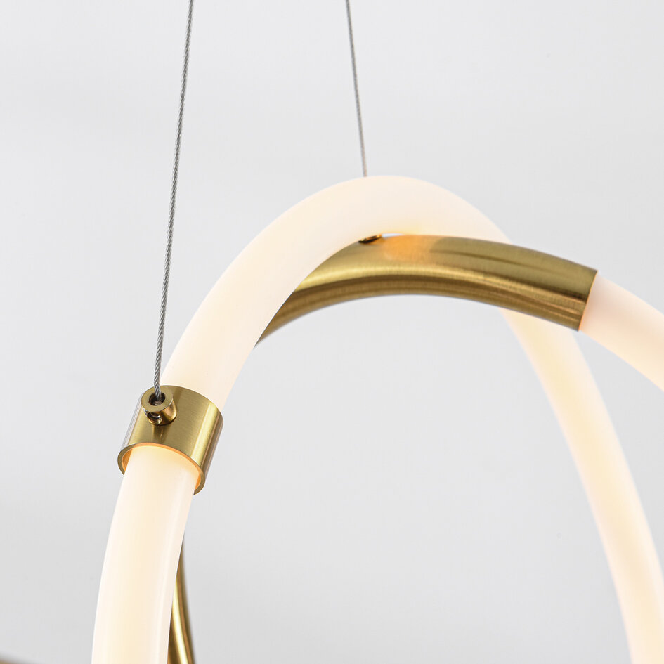 Designad pendellampa Lunara med integrerad 3-stegs dimbar LED - guld