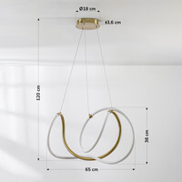 Designad pendellampa Lunara med integrerad 3-stegs dimbar LED - guld