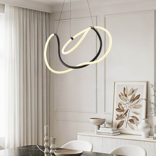 Design taklampa Lunara med integrerade 3-stegs dimbara LED-lampor - svart