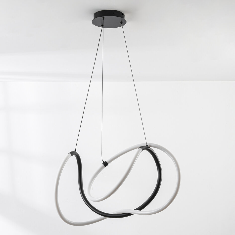 Designad pendellampa Lunara med integrerad 3-stegs dimbar LED - svart