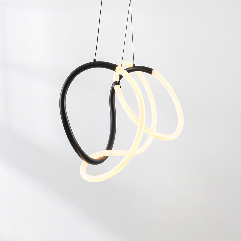 Design taklampa Lunara med integrerade 3-stegs dimbara LED-lampor - svart