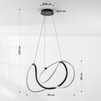 Design taklampa Lunara med integrerade 3-stegs dimbara LED-lampor - svart