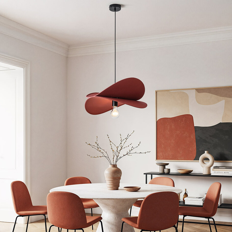 Modern pendellampa i rött med en lampa - Linha