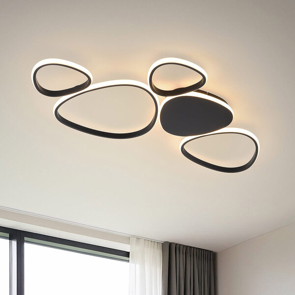 Designad taklampa Zinara i svart, 3-stegs dimbar