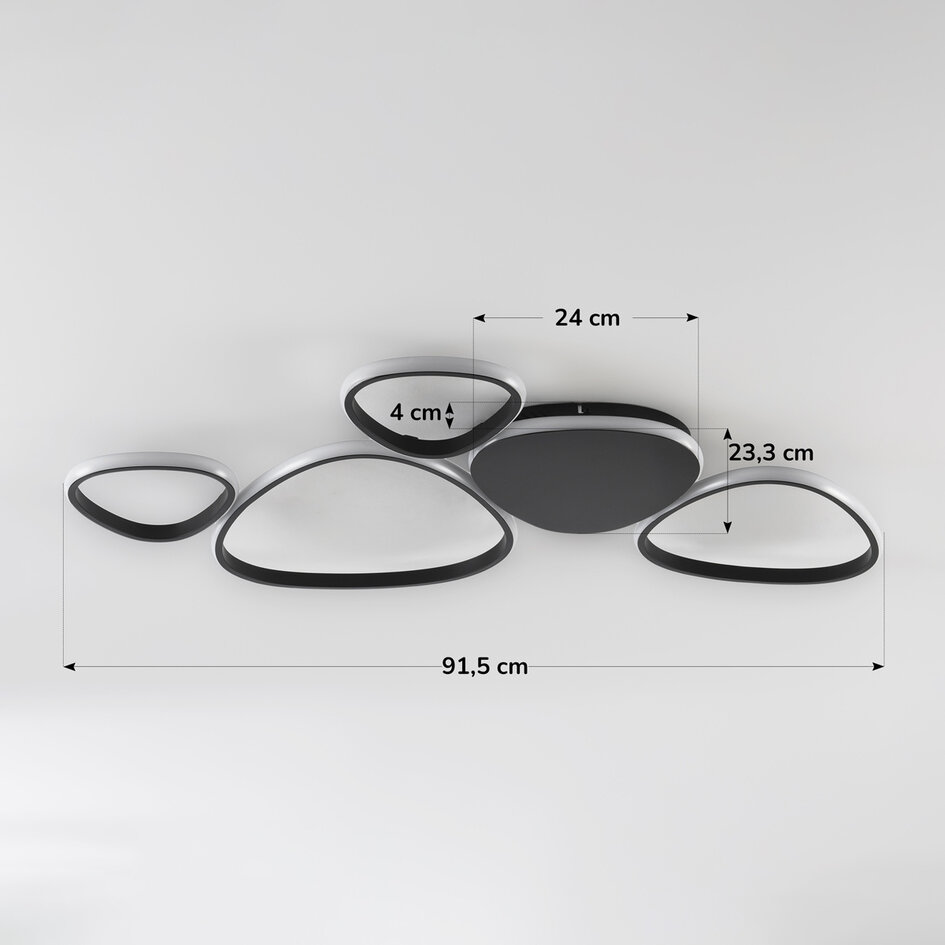 Designad taklampa Zinara i svart, 3-stegs dimbar