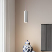 Cylinderformad pendellampa Simon 1-fas, vit