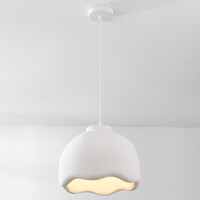 Wabi sabi-pendellampa Iro med steneffekt Ø35 cm - vit