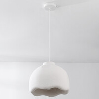 Wabi sabi-pendellampa Iro med steneffekt Ø35 cm - vit