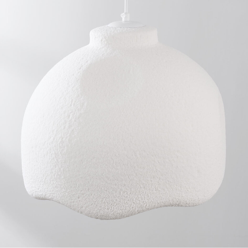 Wabi sabi-pendellampa Iro med steneffekt Ø35 cm - vit