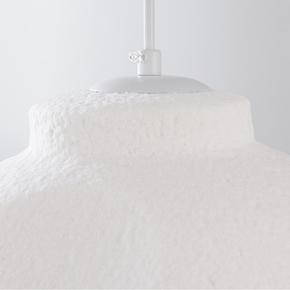 Wabi sabi-pendellampa Iro med steneffekt Ø35 cm - vit