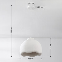 Wabi sabi-pendellampa Iro med steneffekt Ø35 cm - vit