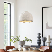 Wabi sabi-pendellampa Iro med steneffekt Ø35 cm - terrazzobeige