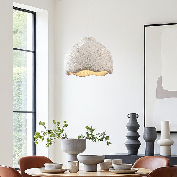 Wabi sabi-pendellampa Iro med steneffekt Ø35 cm - terrazzobeige