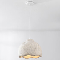 Wabi sabi-pendellampa Iro med steneffekt Ø35 cm - terrazzobeige