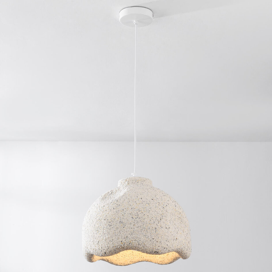 Wabi sabi-pendellampa Iro med steneffekt Ø35 cm - terrazzobeige
