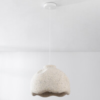 Wabi sabi-pendellampa Iro med steneffekt Ø35 cm - terrazzobeige
