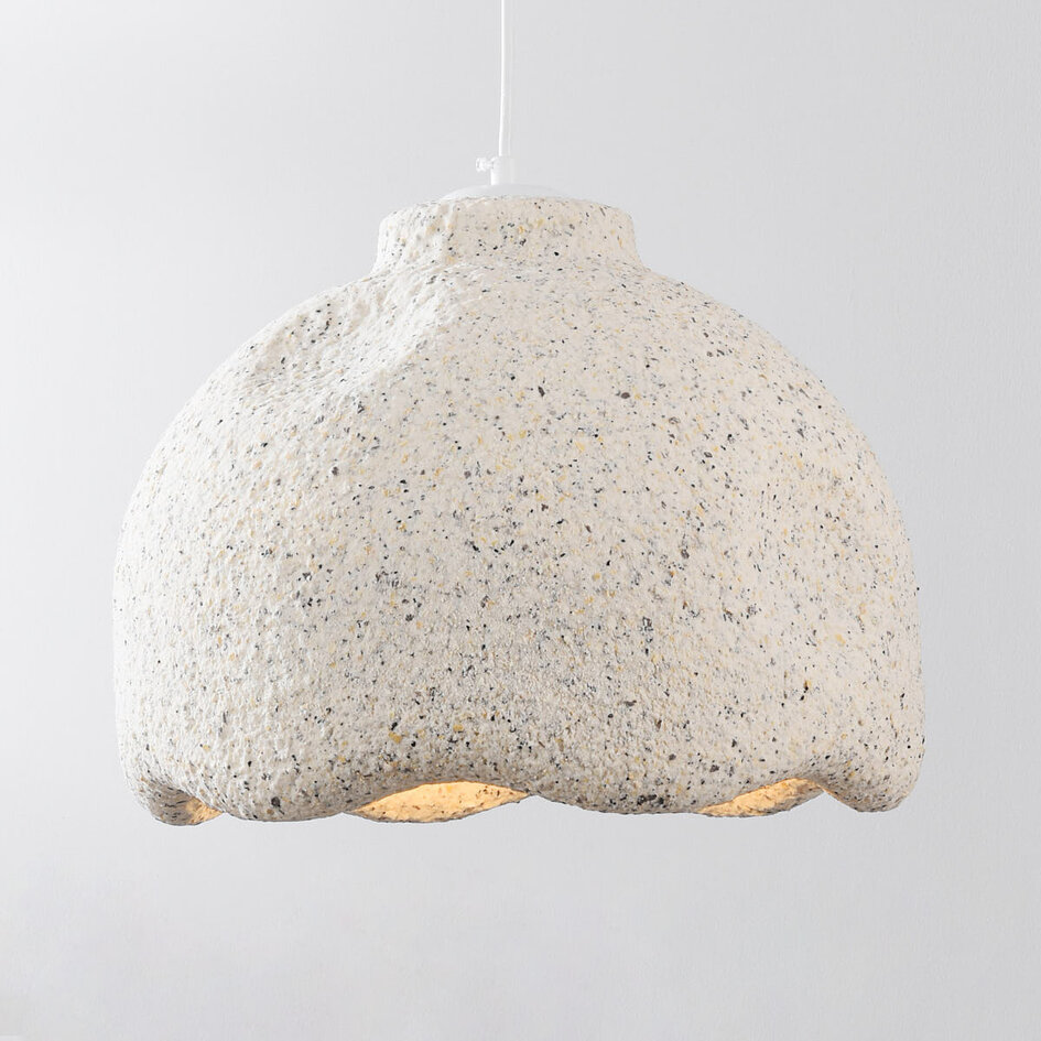 Wabi sabi-pendellampa Iro med steneffekt Ø35 cm - terrazzobeige