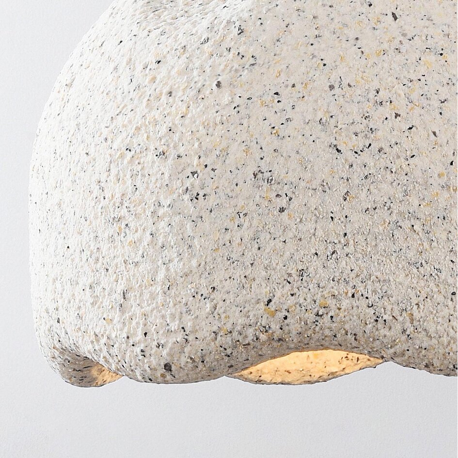 Wabi sabi-pendellampa Iro med steneffekt Ø35 cm - terrazzobeige