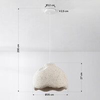 Wabi sabi-pendellampa Iro med steneffekt Ø35 cm - terrazzobeige