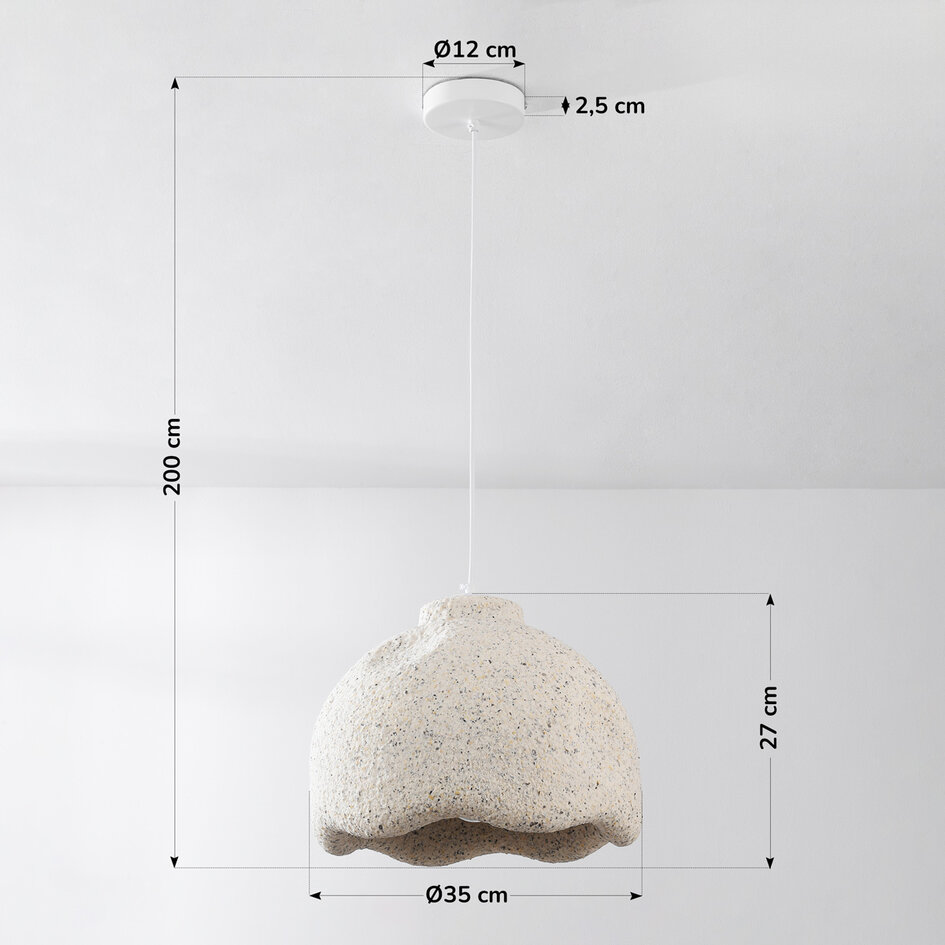 Wabi sabi-pendellampa Iro med steneffekt Ø35 cm - terrazzobeige