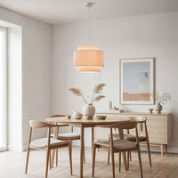 Pendellampa Tressa med tygskärm - beige