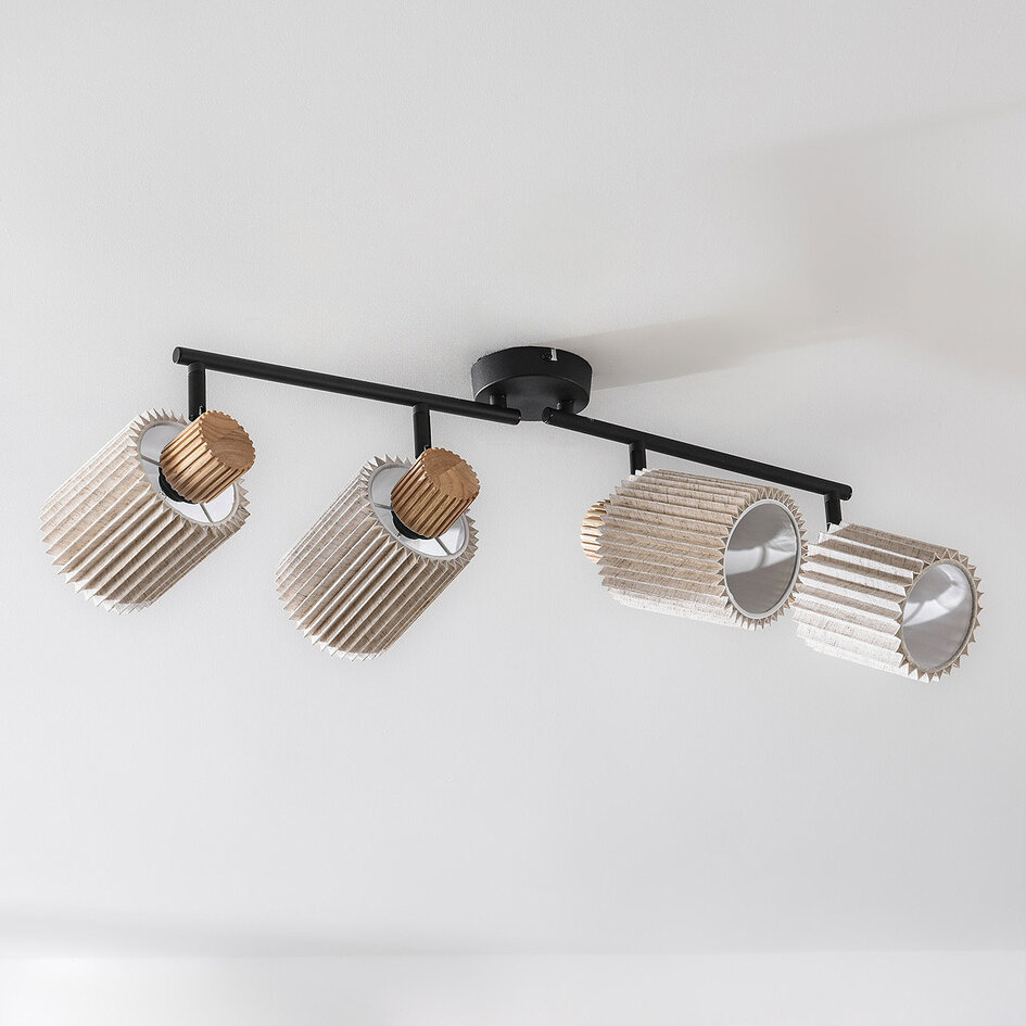 Taklampa Noura med vridbara spotlights - svart och beige