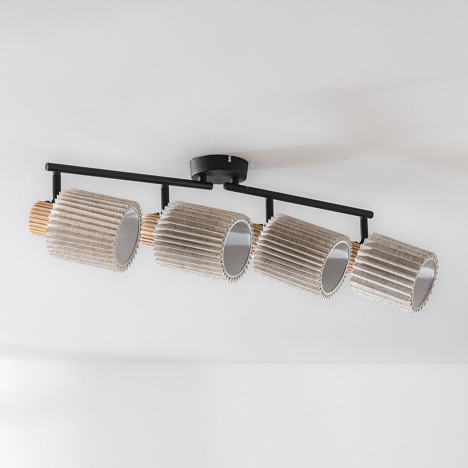 Taklampa Noura med vridbara spotlights - svart och beige