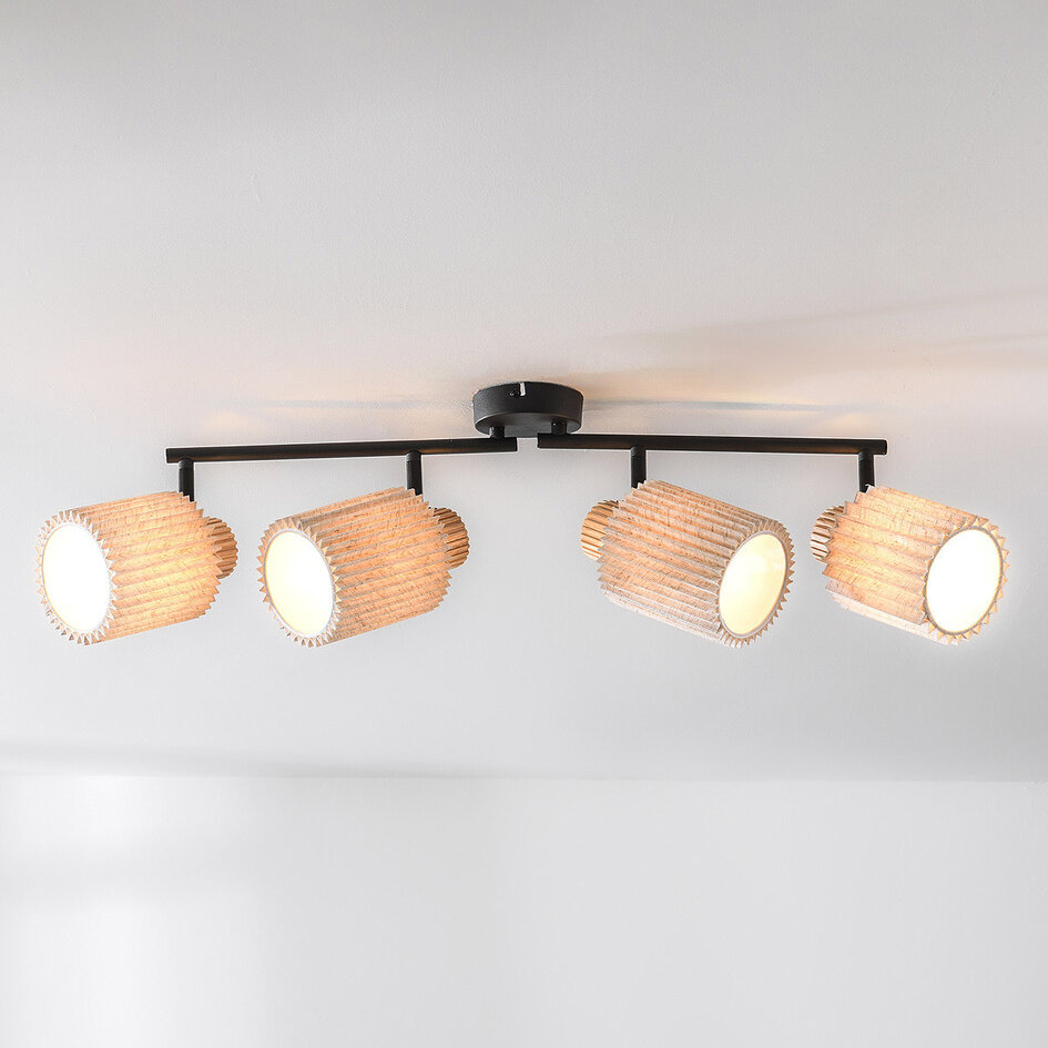 Taklampa Noura med vridbara spotlights - svart och beige