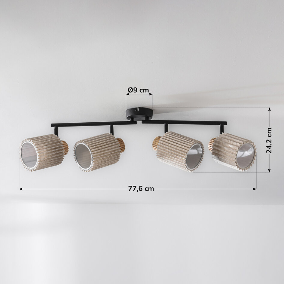 Taklampa Noura med vridbara spotlights - svart och beige