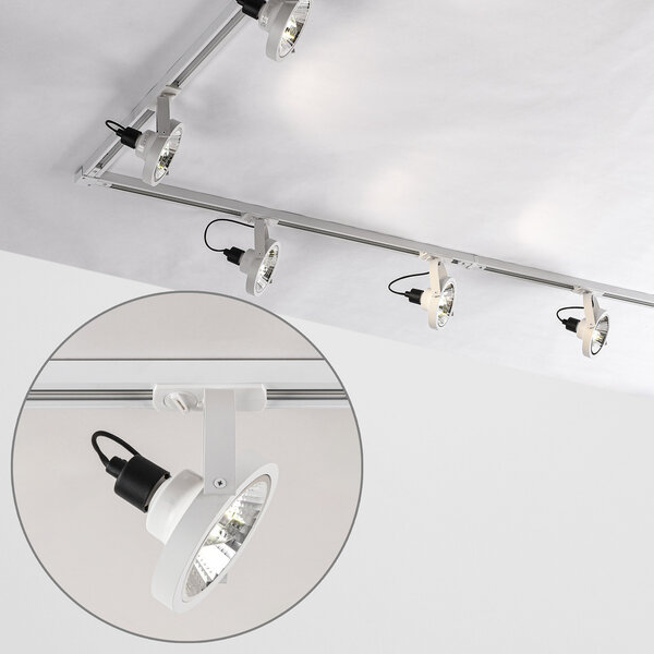 1-fas skensystem på 3 meter med AR111 Beam spotlights