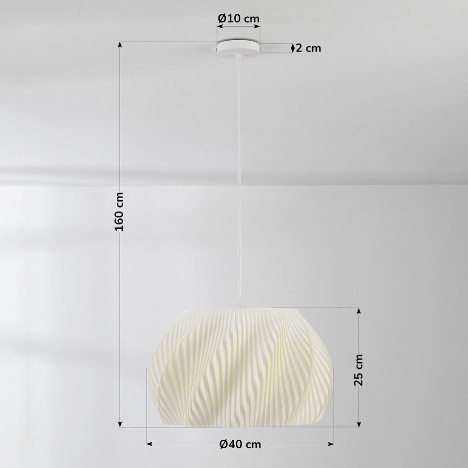 3D-printad pendellampa Tiba - vågig design