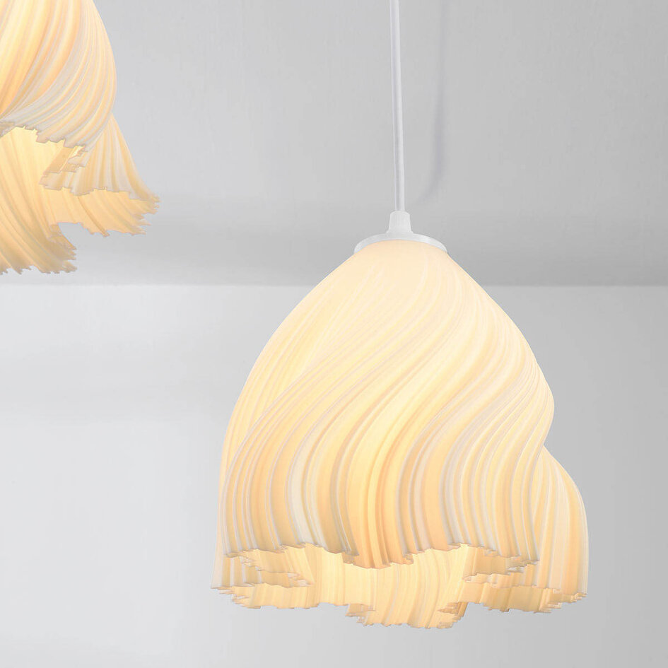 3-ljus pendellampa Inswa 3D-printad med vågig design