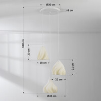 3-ljus pendellampa Inswa 3D-printad med vågig design