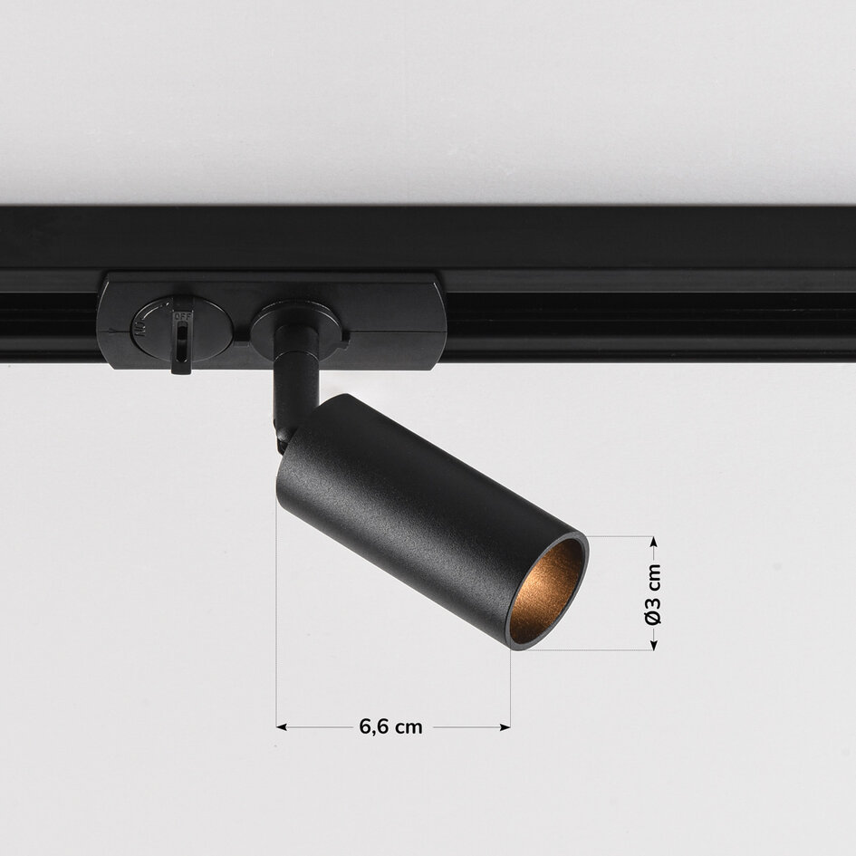 Set med 1-fas skensystem på 1,5 meter och Rayn-spotlights, svart