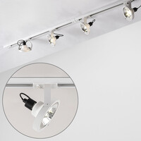 Set med 1-fas skensystem på 1,5 meter och Beam-spotlights, vit