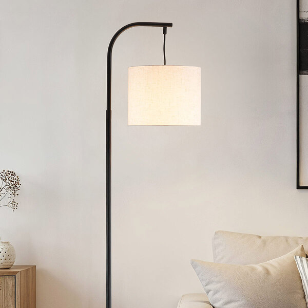 Golvlampa Hygge med linneskärm - svart